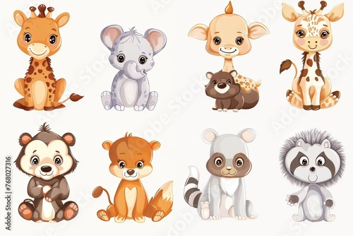 AI set di simpatici animali illustrazione per bambini 01 photo