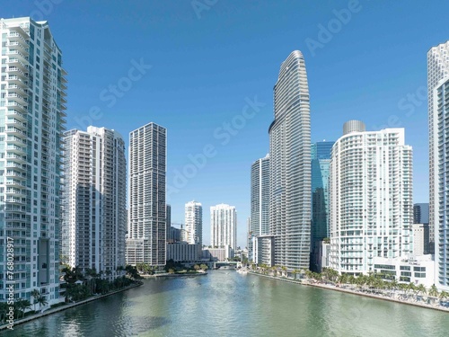 Miami River and Buildings- drone view © Dale