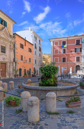 Fényképezés Historic center of Civitavecchia, Italy: view of the Leandra Square, historical site of city