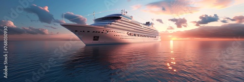 Dawn of a Sea Adventure Luxurious Cruise Ship Embarking on an Exclusive Ocean Voyage