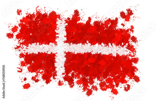 danish flag with paint splashes