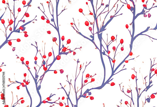background confusion seamless pattern floral Vector Stylish texture branches Endless berries