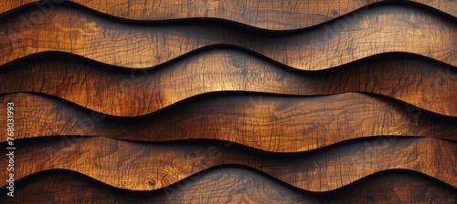 Organic wooden waves abstract closeup of detailed brown waving wall texture art background