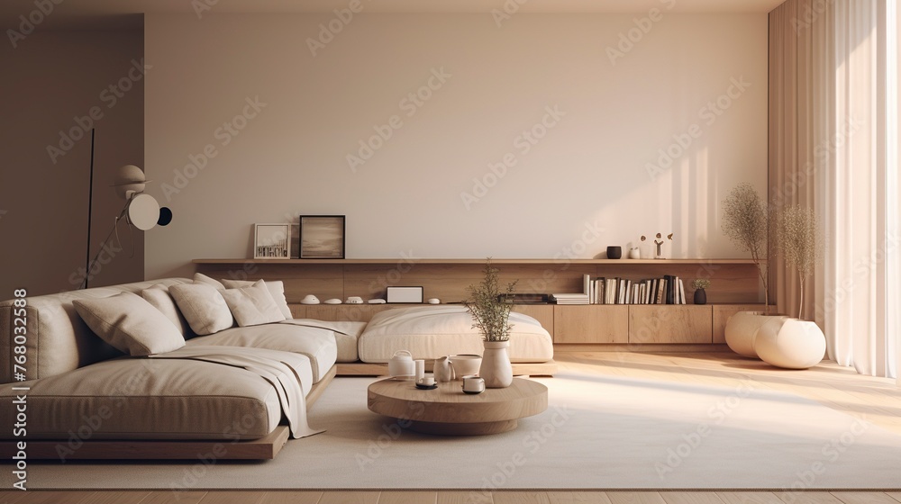 Fototapeta premium A photo of a Neutral-Toned Minimal Apartment