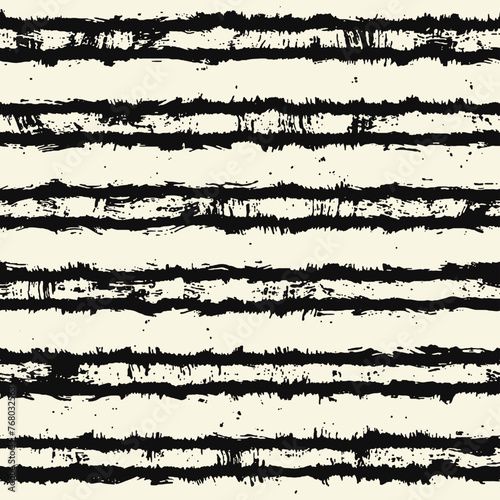 Monochrome Brush Stroke Striped Pattern