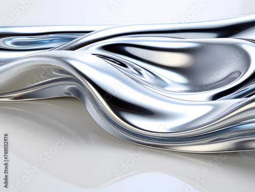 Chrome metallic liquid flowing on surface abstract background