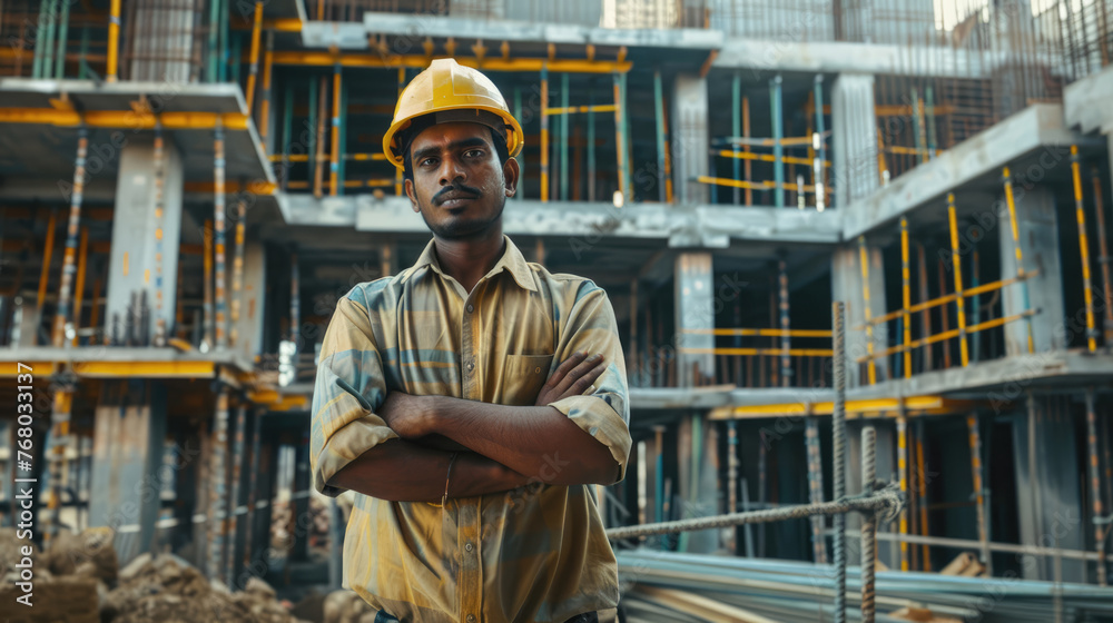 Indian civil engineer at a construction site