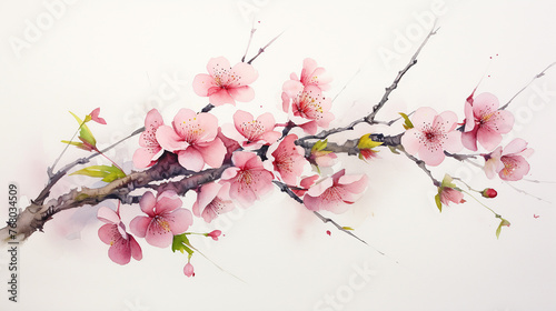 Watercolor sakura branch