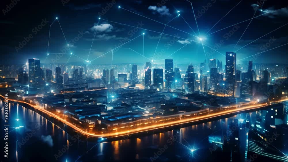 Smart city and wireless communication network concept. Digital network connection lines. Internet of Things and Information Communication Network. Smart city and wireless communication network concept. Digital network connection lines. Internet of Things and Information Communication Network.