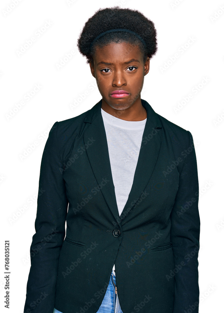 Young african american girl wearing business clothes depressed and worry for distress, crying angry and afraid. sad expression.