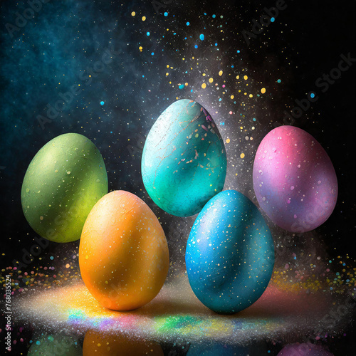 Stack Easter eggs with colorful