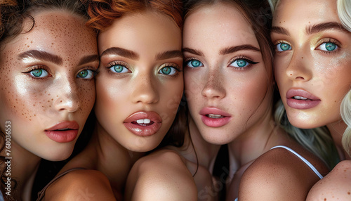 Group Portrait of Beautiful Women with Varied Skin and Hair Colors