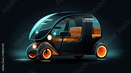 Design of futuristic electric ricksaw flat vector photo