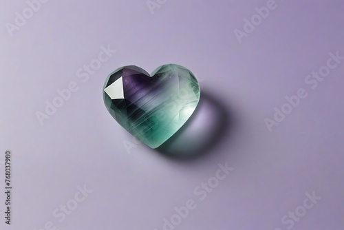 Fluorite Heart Crystal: Green and Purple Tinted Love