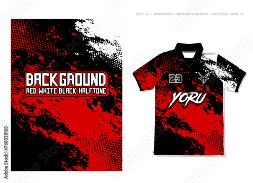 Title	
sublimation jersey shirt design vector template background grunge brush halftone red black splash splatter paint steel texture