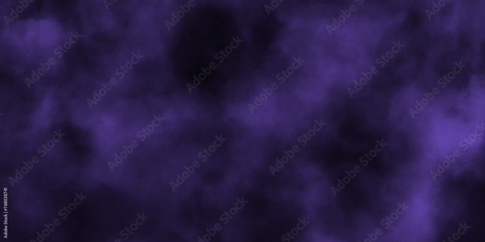 Modern violet fog and mist effect on black stage studio. Smoke and flashing lights. light rays reflected on wet pavement. 3d render of a grunge room interior with a foggy smoke wallpaper background.