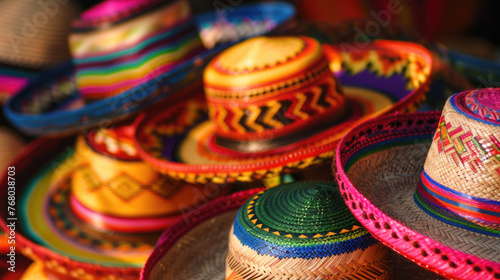 Traditional Mexican sombreros sold on the market © brillianata