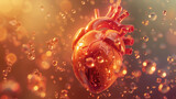 3D animated heart with glowing oxygen bubbles, dynamic camera, warm ambient light