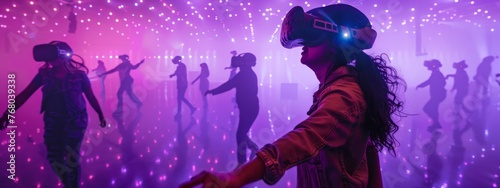 Virtual reality experience that transports users to iconic 90s music festivals, with interactive performances. © Exnoi