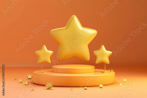 Star winners podium with gold stars.