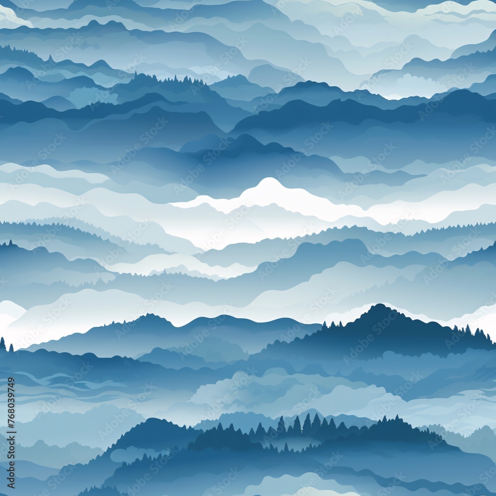 Fototapeta premium Layers of mist rolling over a tranquil valley 01 - Perfectly repeating background pattern for your designs
