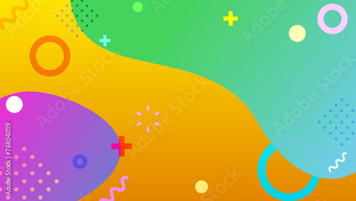 カラフルでポップな幾何学模様の背景（イエロー）
