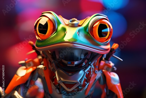 Vibrant Robot Frog: Nature Meets Technology in Stunning Macro Detail