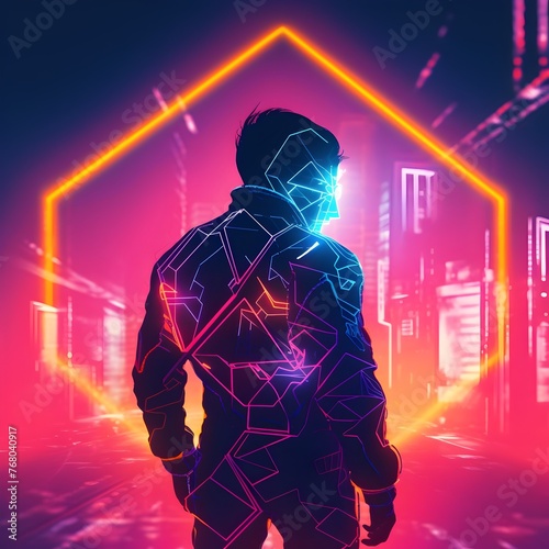 Glowing Light Neon: A Geometric-style Hologram by a Talented Illustrator