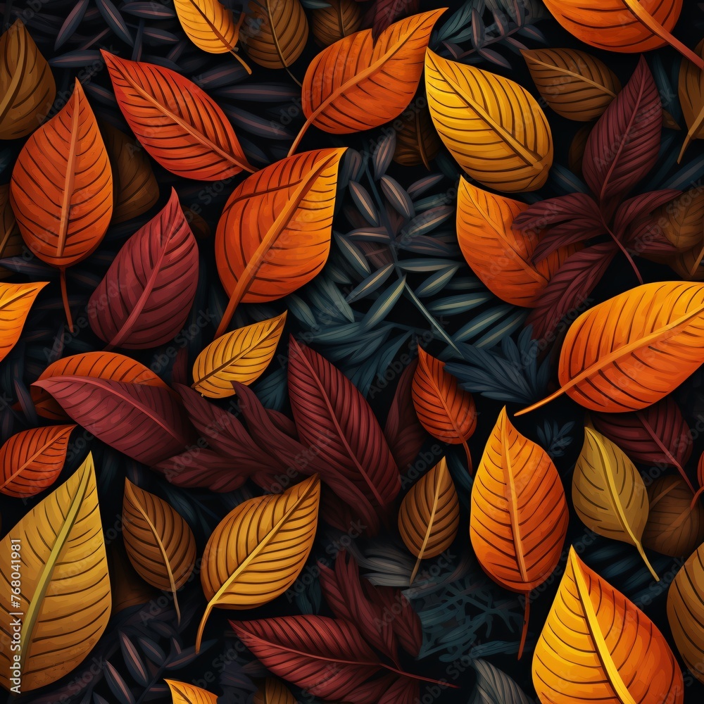 A symphony of autumn leaves rustling 01 - Perfectly repeating background pattern for your designs