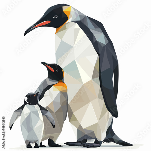 Geometric Penguin Family, vector graphic, white background photo