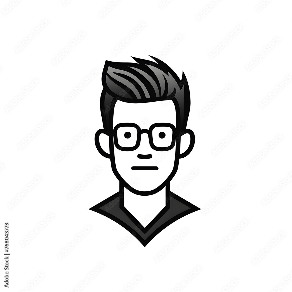 Man face black linear cartoon icon of user isolated on white background Man face black linear cartoon icon of user isolated on white background