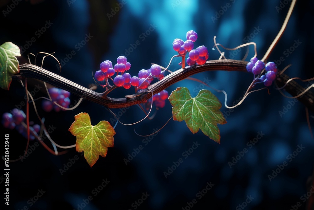 A closeup of a vine, with its delicate tendrils and vibrant colors - obrazy, fototapety, plakaty 