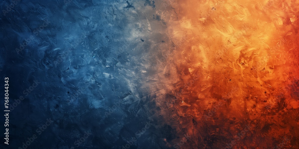 Cobalt and Orange Abstract Collision Art - obrazy, fototapety, plakaty 