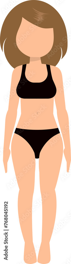 Front View of Woman in Underwear, Modern Minimalist Flat Design Front View of Woman in Underwear, Modern Minimalist Flat Design