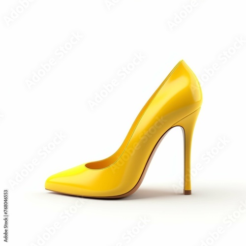 Yellow High Heels isolated on white background