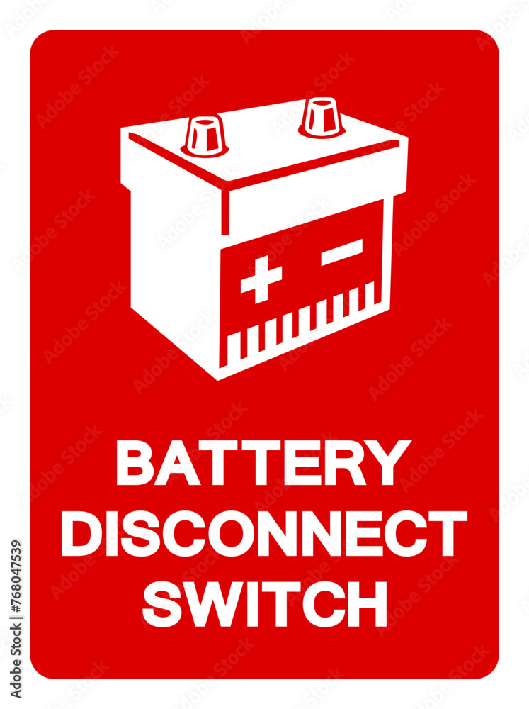 Battery Disconnect Switch Symbol Sign, Vector Illustration, Isolate On White Background Label. EPS10 Battery Disconnect Switch Symbol Sign, Vector Illustration, Isolate On White Background Label. EPS10
