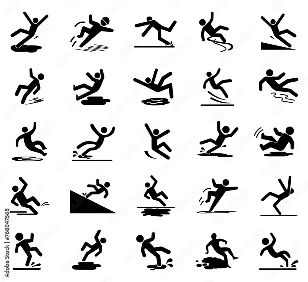 Set Of Slippery Icon Sign,Vector Illustration, Isolate On White Background Label. EPS10