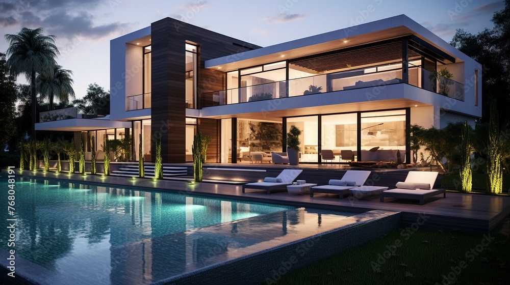 A photo of a Simple and Modern Mansion Design A photo of a Simple and Modern Mansion Design