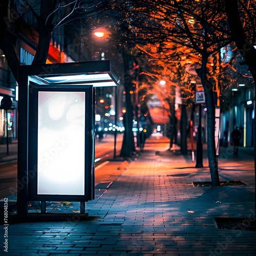 Nighttime cityscape with unlit advertisement billboard - An unlit advertisement billboard stands out in a nighttime cityscape, providing a canvas for potential messages amidst the urban glow © Mickey