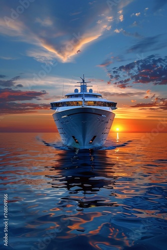 Dawn of a Sea Adventure  Luxurious Cruise Ship Embarking on an Exclusive Ocean Voyage
