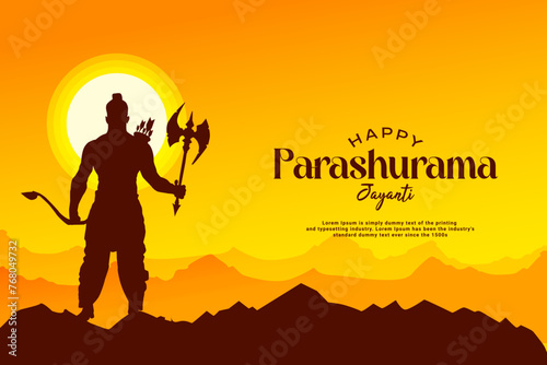 Vector Parashurama Jayanti banner for Hindu festival celebration. photo