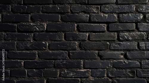 black brick wall, dark background for design. Generative Ai