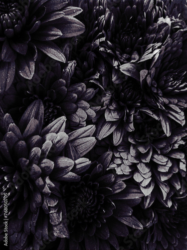 Dark Glitch Halftone Flower Texture Graphic