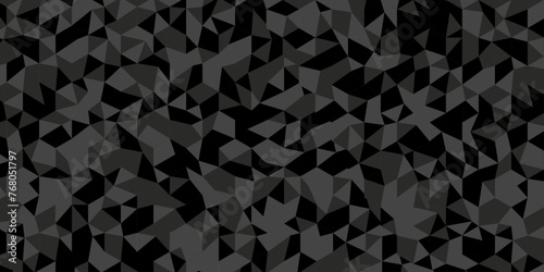 Abstract geometric wall tile and metal cube background triangle wallpaper. Gray and black polygonal background. Seamless geometric pattern square shapes low polygon backdrop background.