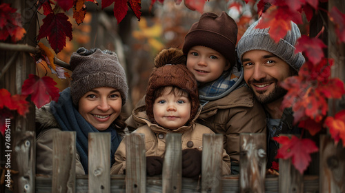 happy family in autumn park