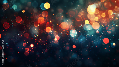 Abstract background with colorful bokeh lights.