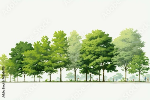 a group of some tree types in different rows