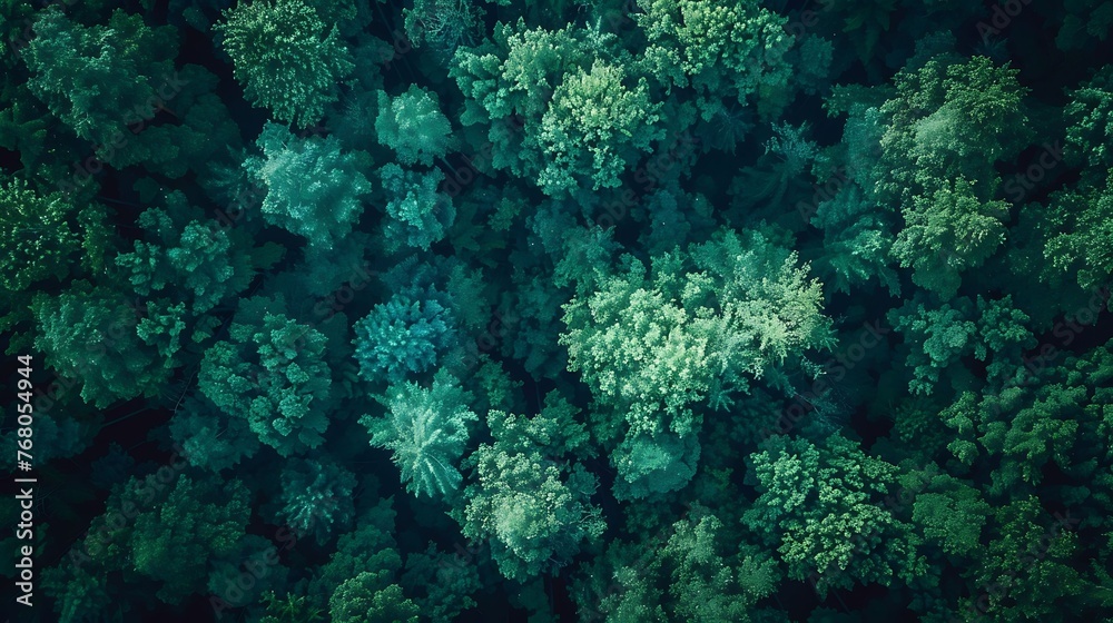 This is an aerial view of a lush green forest. The trees are all different shades of green, and the sunlight is shining through the leaves. This is an aerial view of a lush green forest. The trees are all different shades of green, and the sunlight is shining through the leaves.