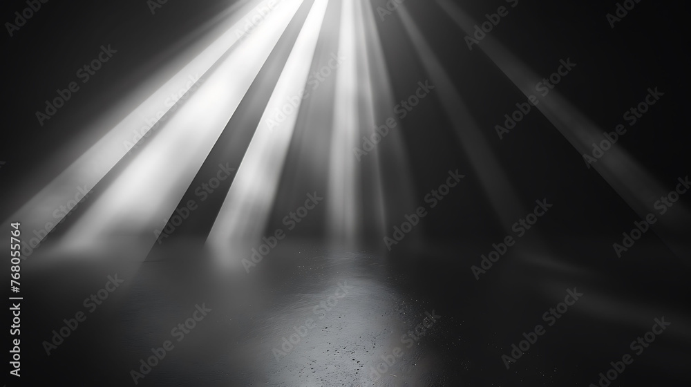 Black and white spotlight.rays from above.