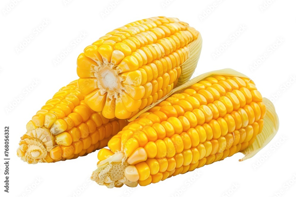 several kernels of corn, also isolated against a white background. Their bright yellow color stands out, which could make this a great image for something related to agriculture, cooking, or nutrition several kernels of corn, also isolated against a white background. Their bright yellow color stands out, which could make this a great image for something related to agriculture, cooking, or nutrition